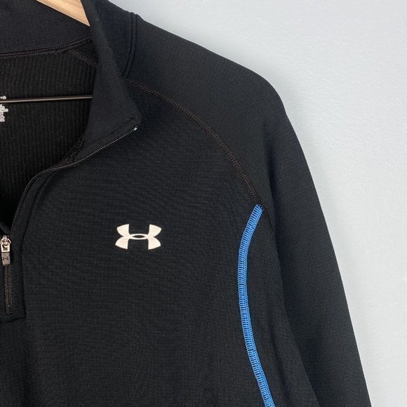 Under Armour Men's Base 2.0 1/4 Zip Fitted Long Sleeve Black Logo Shirt Size XL - Picture 2 of 7